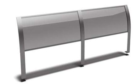 CPS curved Plexiglass food guard with stainless steel supports by Atlas Metal