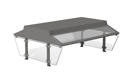 OSDC dual-service buffet canopy with Plexiglas sneeze guard panels by Atlas Metal