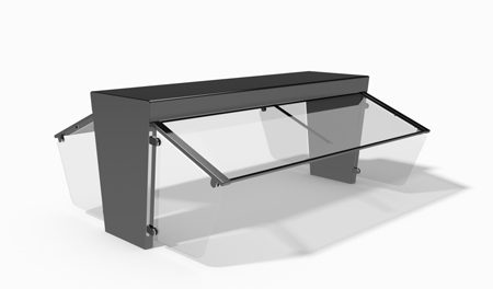 BCD Series dual buffet canopy with glass sneeze guard panels by Atlas Metal