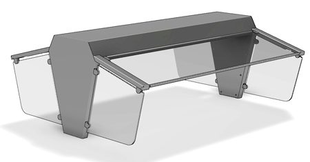 Dual buffet canopy with flip-top glass sneeze guard panels by Atlas Metal