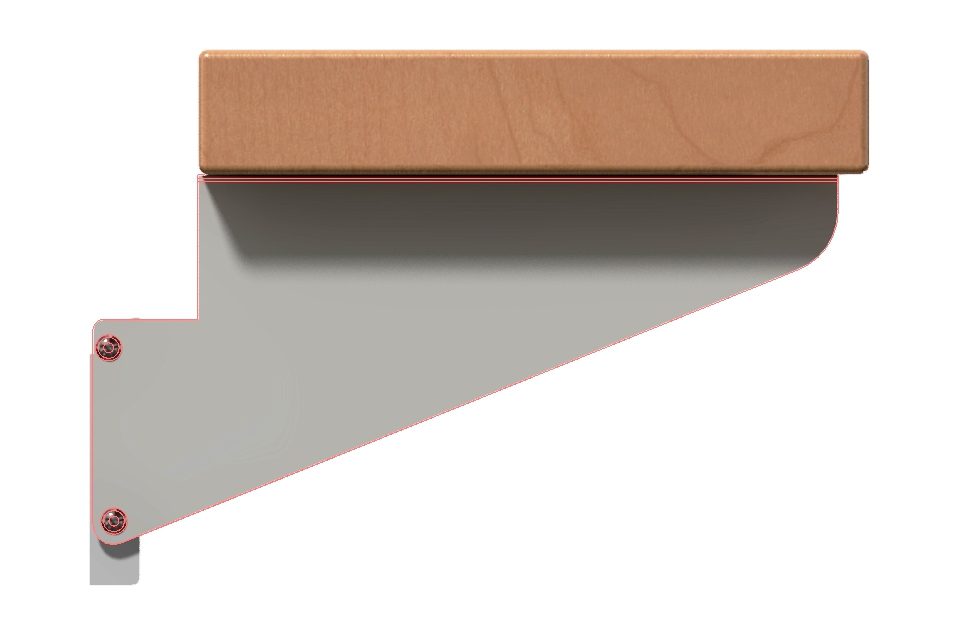 CB maple serving shelf with stainless steel support bracket by Atlas Metal