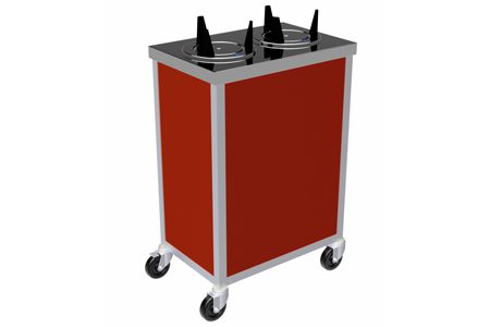 MEPD mobile enclosed dish dispenser with two self-leveling plate stacks by Atlas Metal