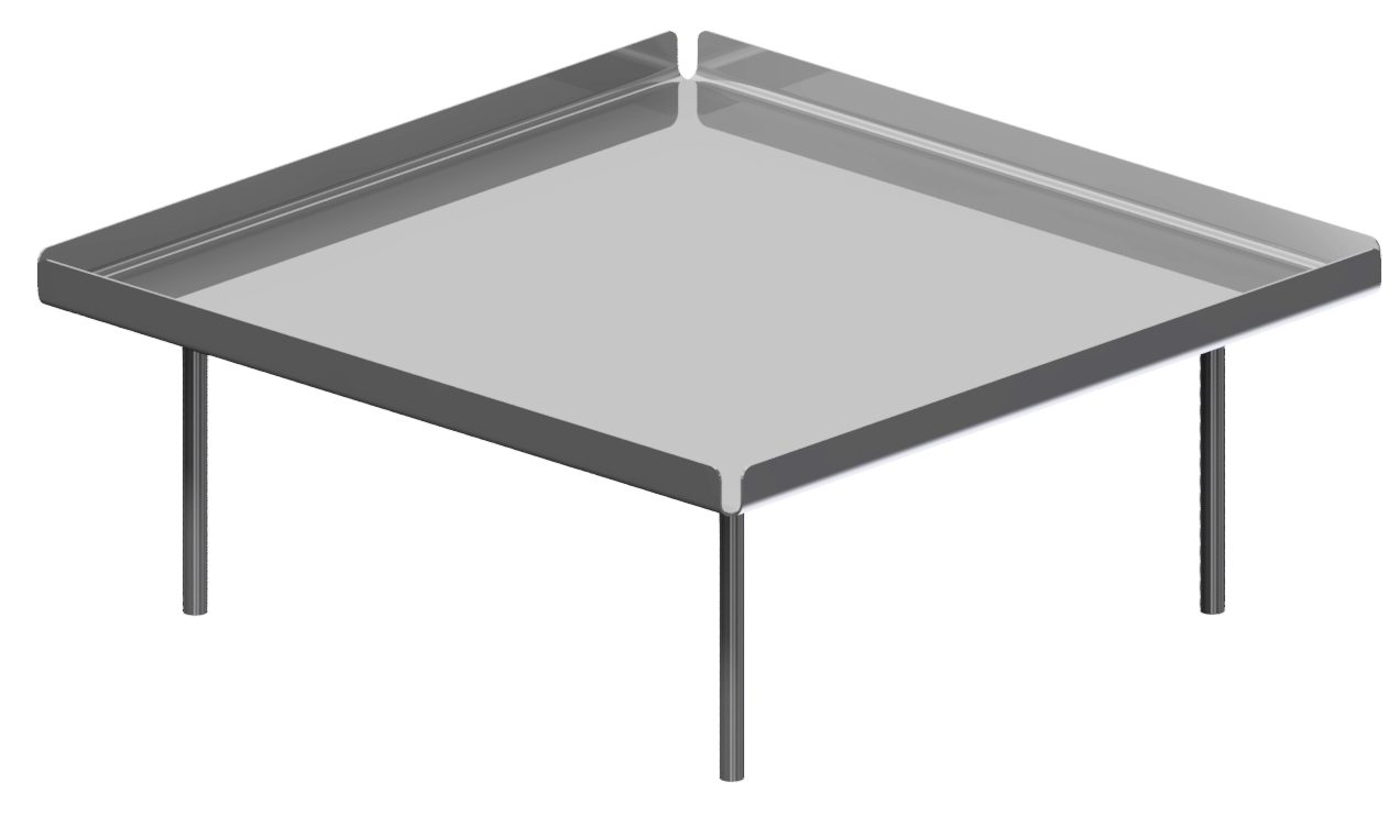 Stainless steel overshelf with raised edges and rod supports by Atlas Metal
