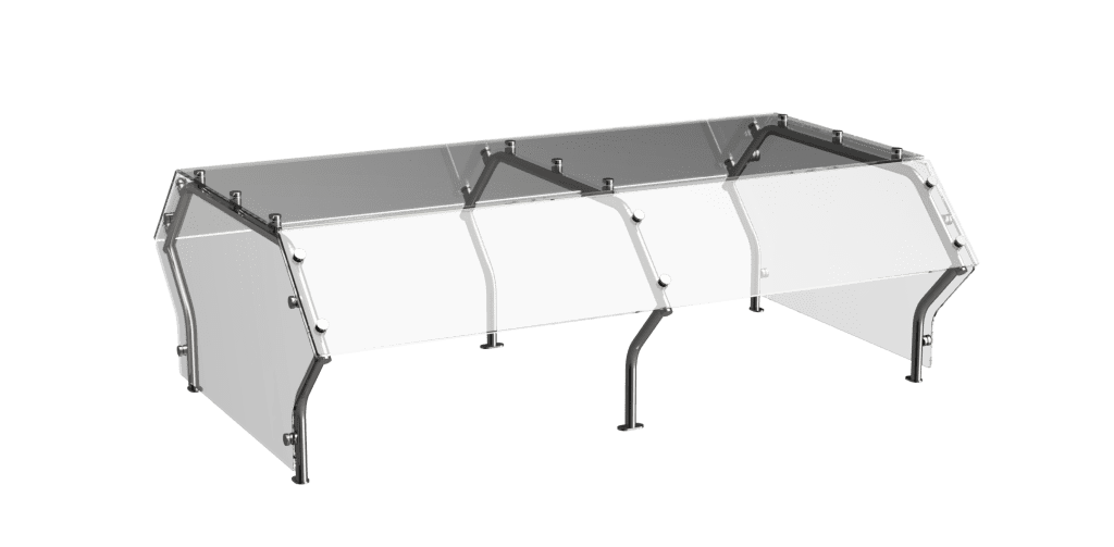CSG-M dual-service buffet canopy with tempered glass panels by Atlas Metal