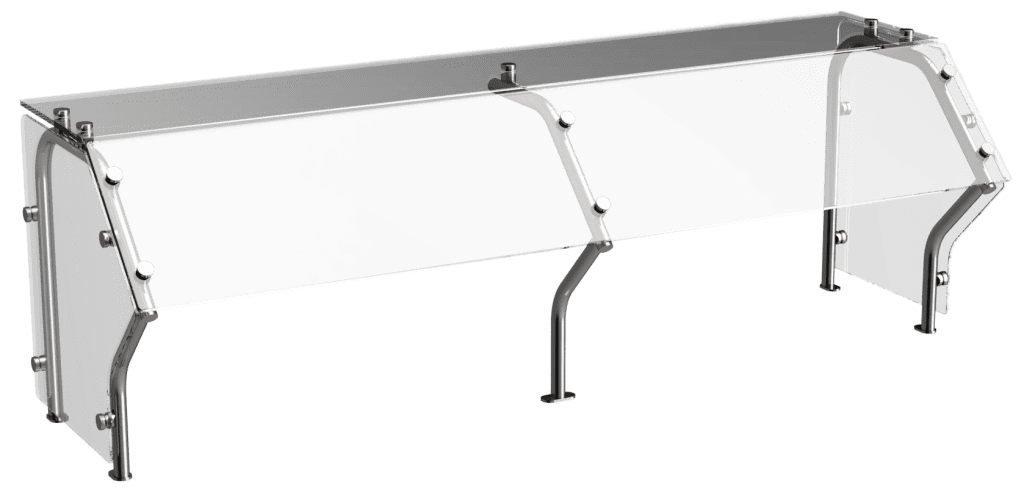CSG-J double post buffet canopy with tempered glass panels by Atlas Metal
