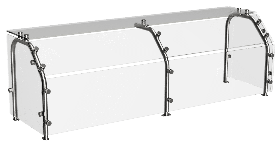 CSG-A protector case glass with curved stainless steel supports by Atlas Metal