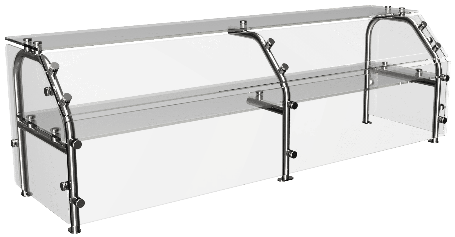 CSG-B three-panel protector case glass with stainless steel supports by Atlas Metal
