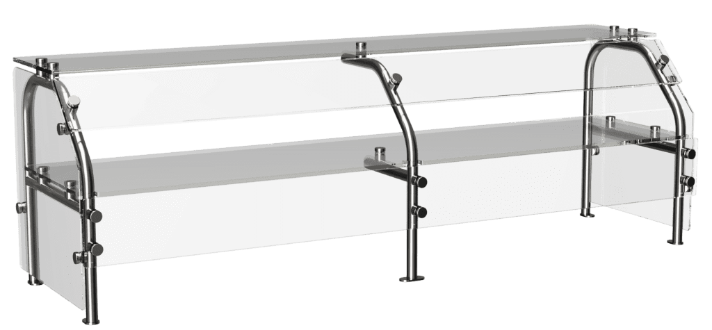 CSG-D countertop protector glass case with stainless steel supports by Atlas Metal