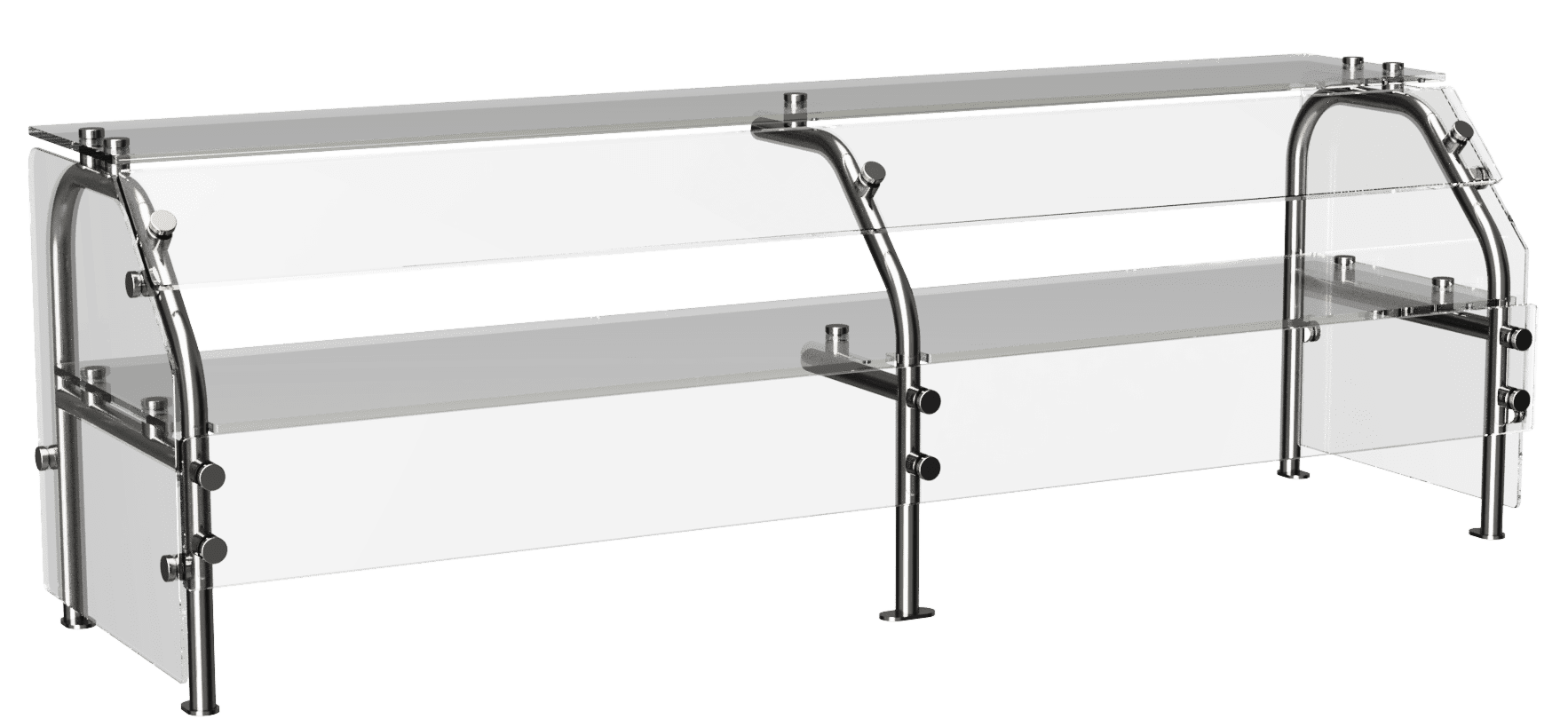 CSG-D countertop protector glass case with stainless steel supports by Atlas Metal