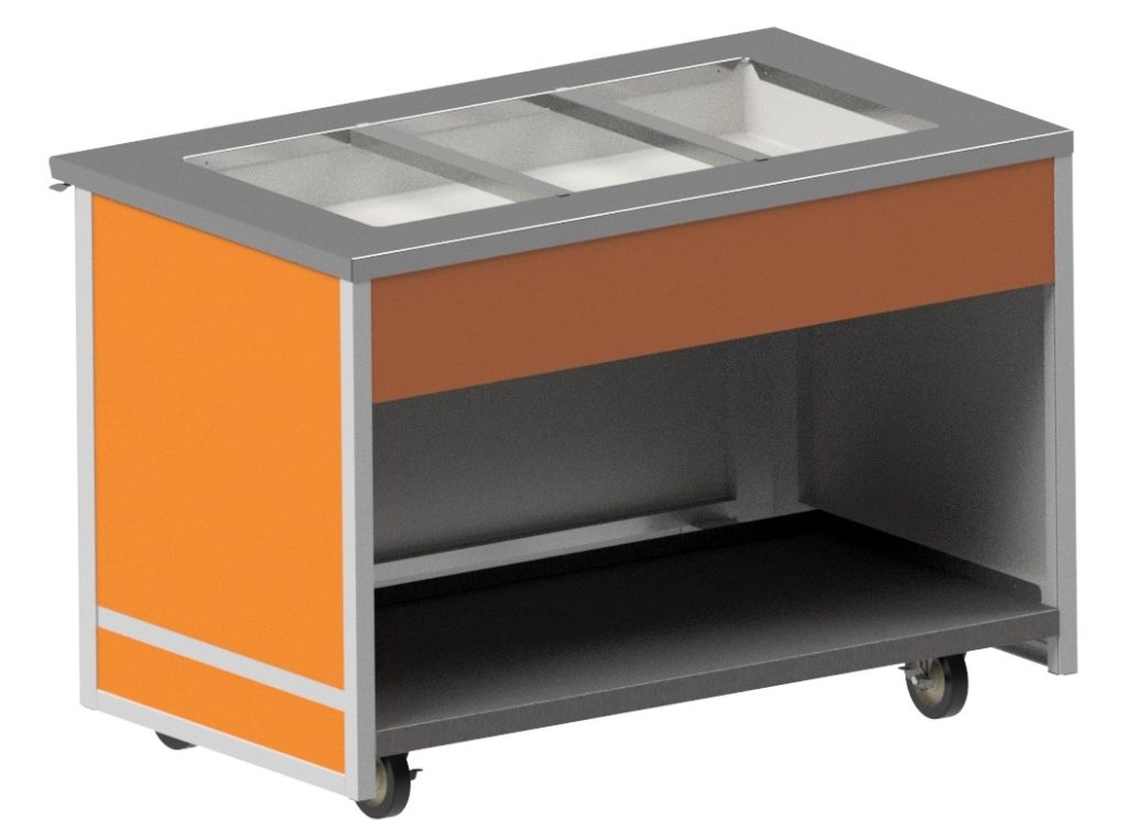 BLC ice cold pan serving unit with open storage shelf by Atlas Metal