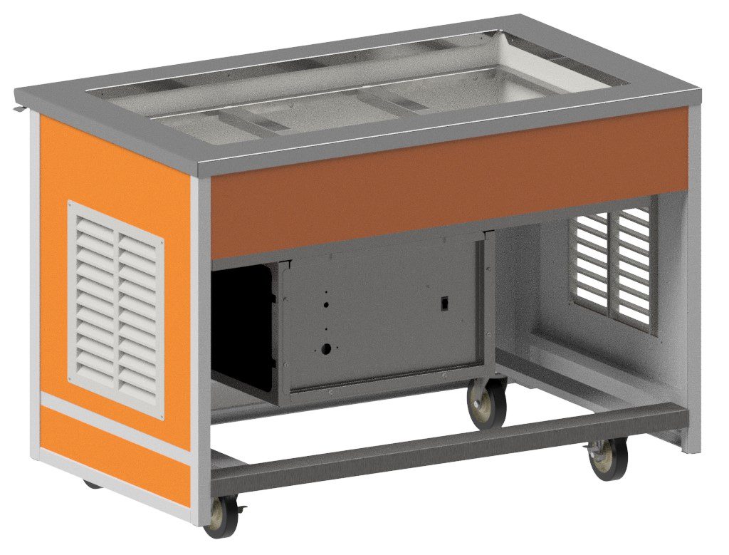 BLC-RM refrigerated cold pan unit with open equipment base by Atlas Metal