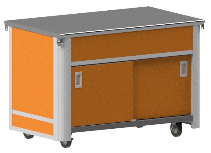 BLU-BU buffet utility serving unit with sliding storage doors by Atlas Metal