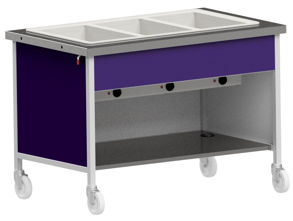CAIH individual heated food wells mobile serving unit with open base by Atlas Metal
