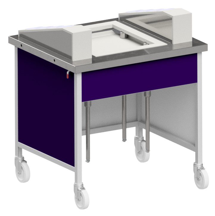 CASB mobile tray and silverware cart with enclosed dispensing wells by Atlas Metal