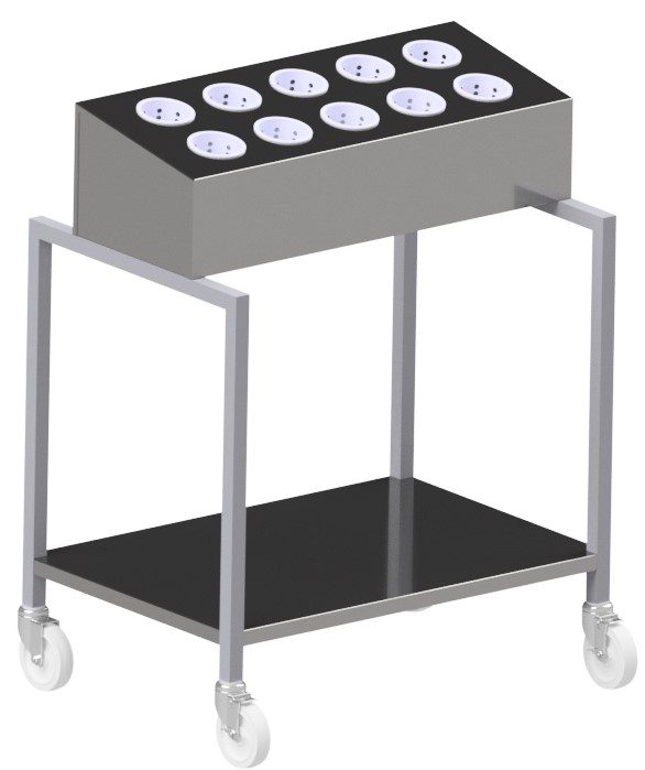 CWTS mobile tray and silverware cart with silverware cylinder openings by Atlas Metal