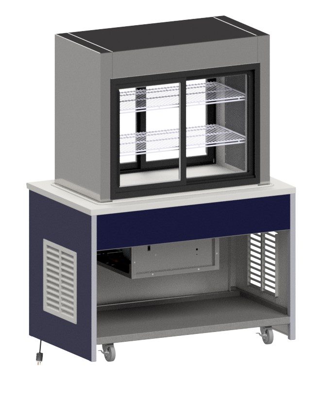 INFPT refrigerated pass-through serving unit with sliding glass display case by Atlas Metal