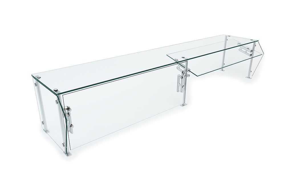 Two-position glass food guard with adjustable side panels by Atlas Metal