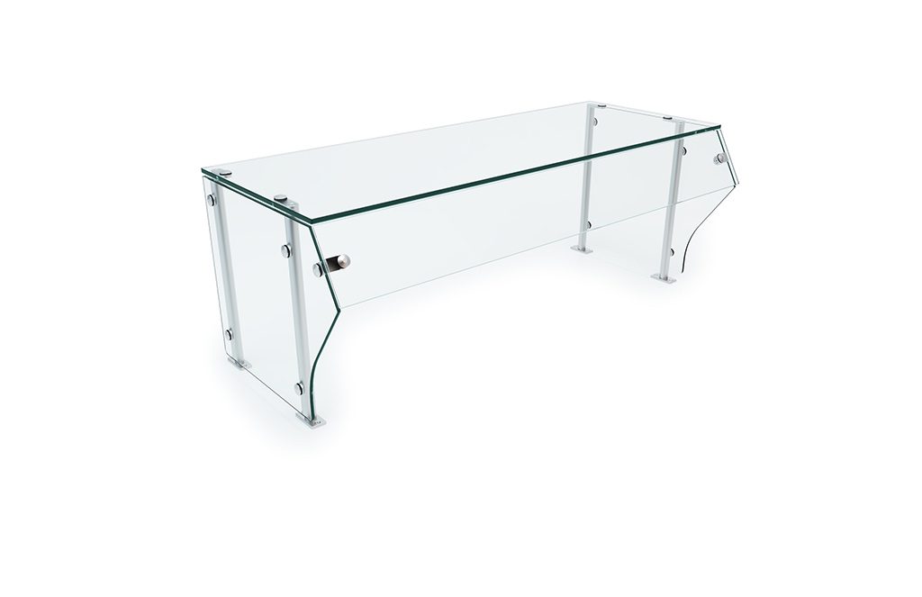 AT7F curved food shield with glass side panels by Atlas Metal