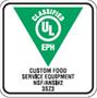UL Classified certification EPH logo, Custom Food Service Equipment NSF/ANSI #2 3523