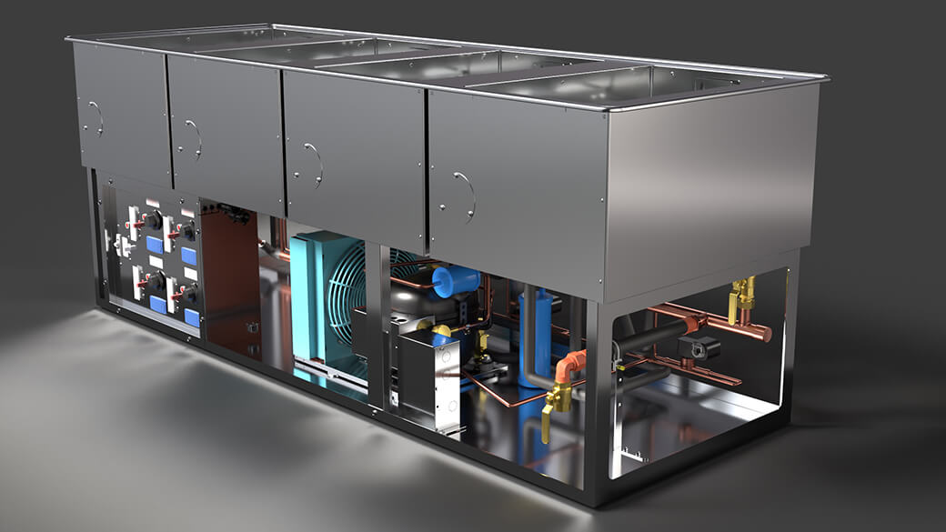 WQHC dual-temperature drop-in unit with hot and cold well controls by Atlas Metal