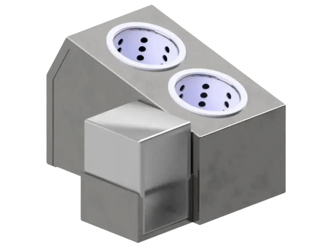 Serving line accessory with silverware cylinders by Atlas Metal