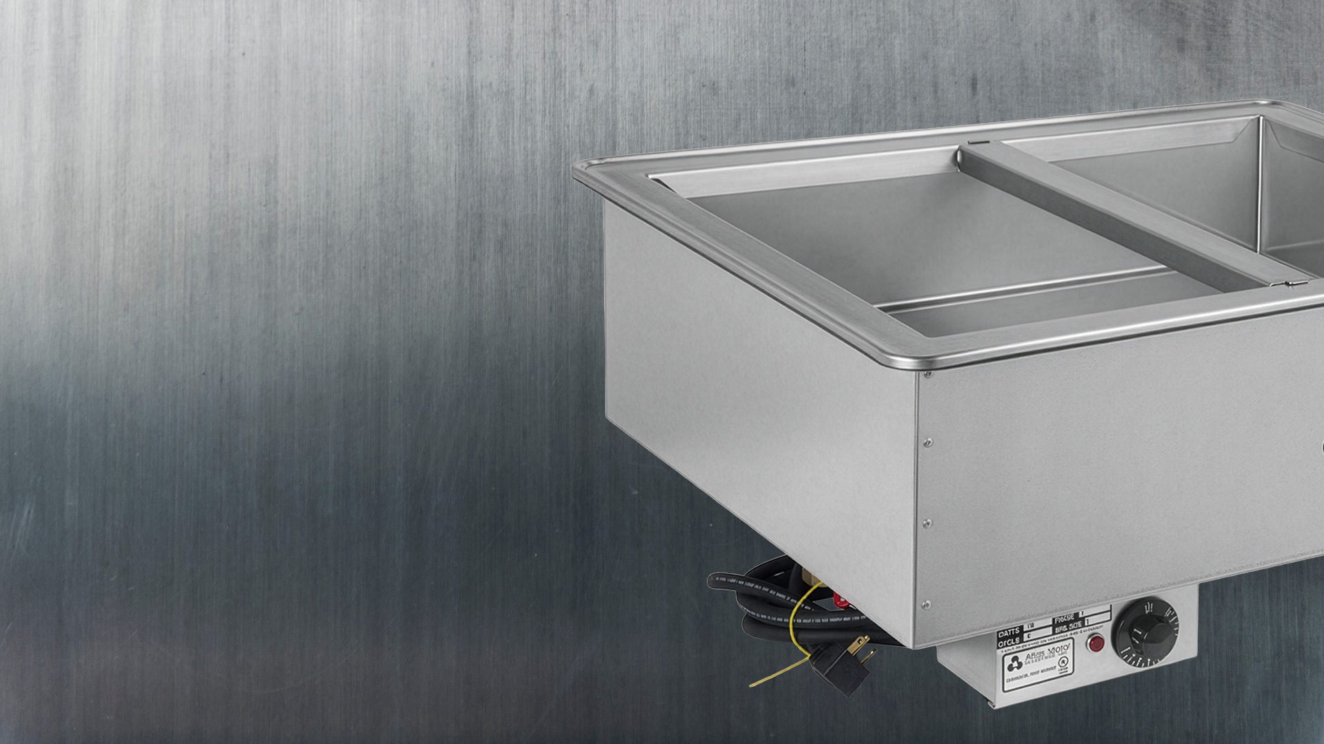 Atlas Metal hot pan with stainless steel construction and temperature controls.