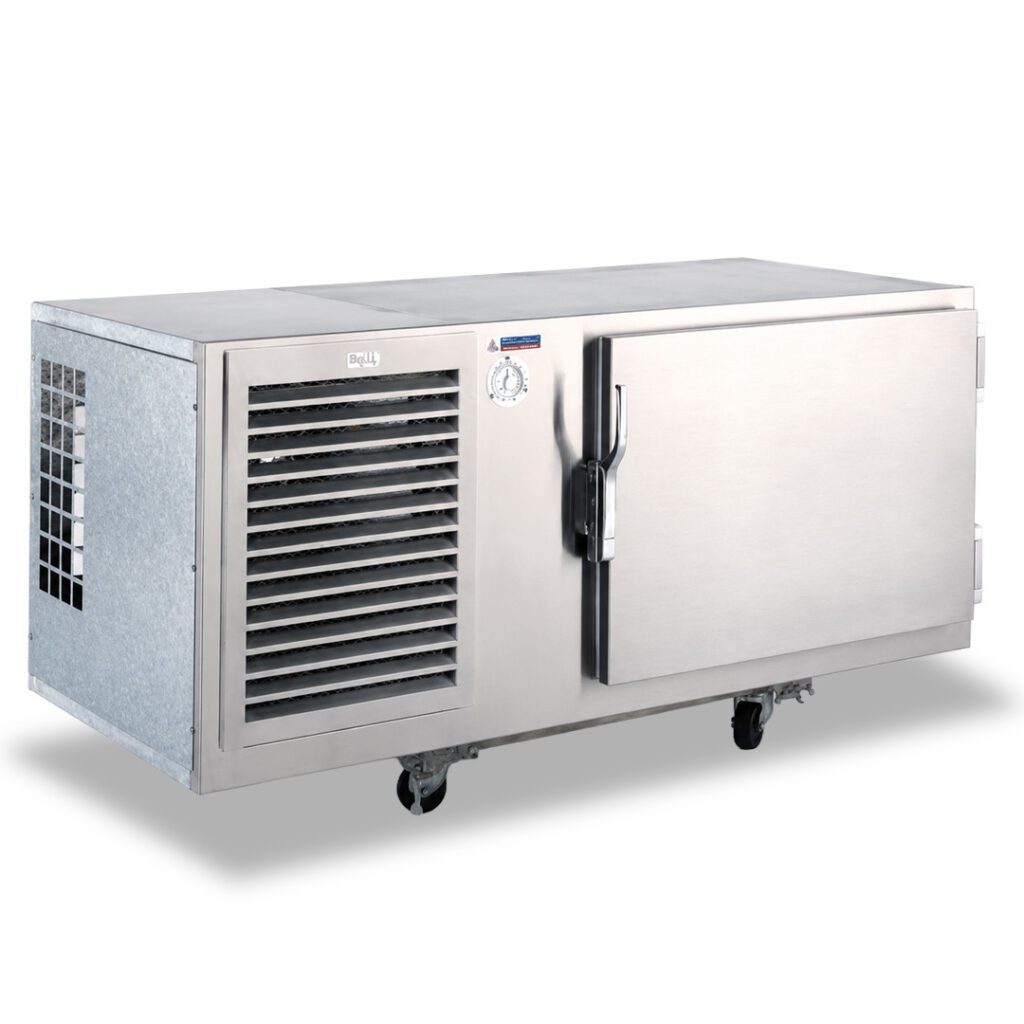 Atlas Metal refrigerated base unit with stainless steel door and refrigeration system.