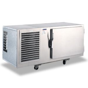 Atlas Metal refrigerated base unit with stainless steel door and refrigeration system.